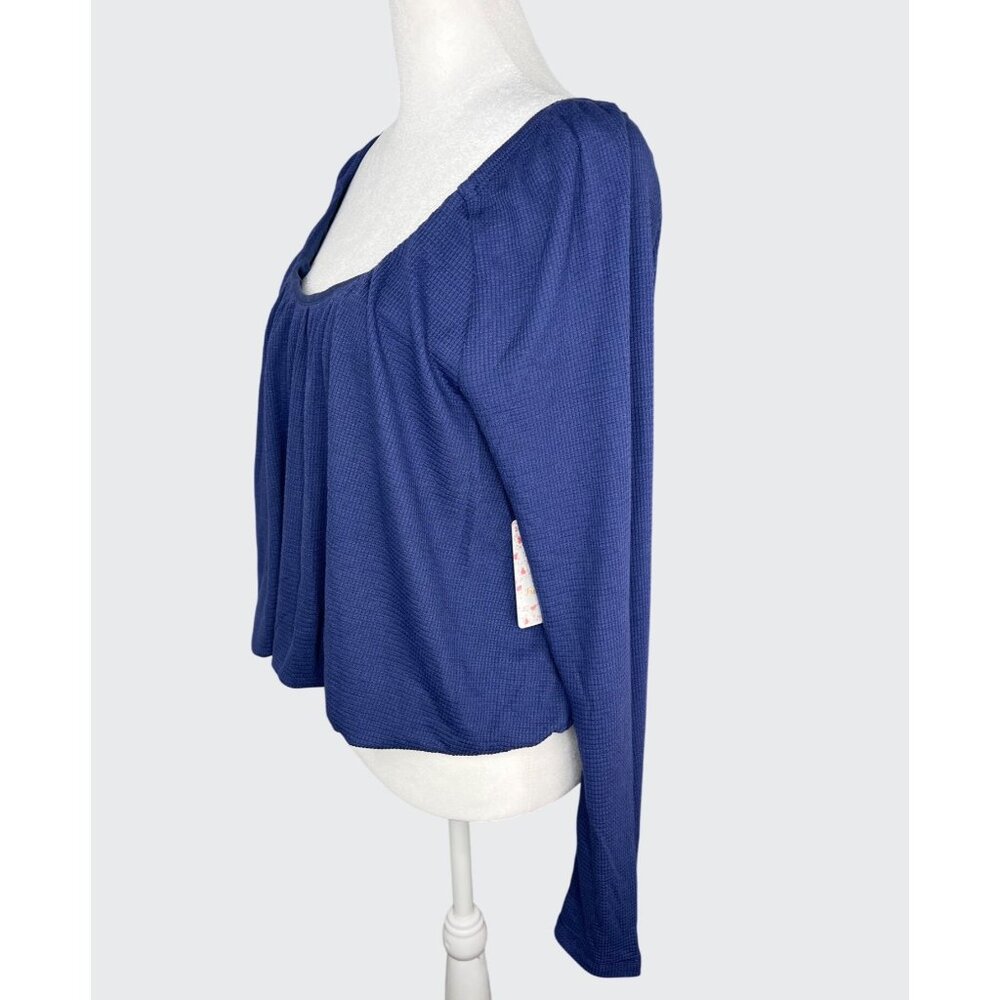 Free People Womens Bondi Thermal Long Sleeve Blouson True Blue Medium - Picture 14 of 16